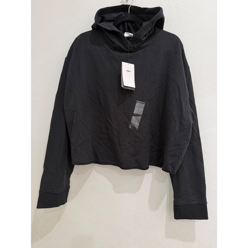 NEW Nike Yoga Womens Black Cropped Fleece Training Hoodie Plus Size 2X